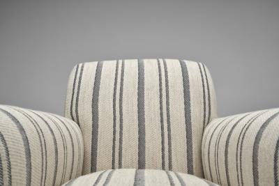 Pair of Club Chairs with Striped Upholstery Europe Mid 20th Century