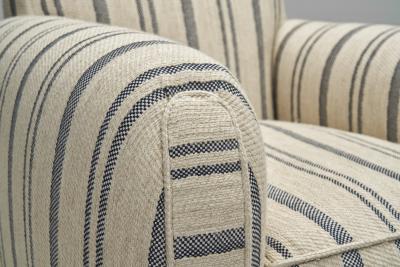 Pair of Club Chairs with Striped Upholstery Europe Mid 20th Century