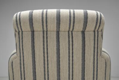 Pair of Club Chairs with Striped Upholstery Europe Mid 20th Century