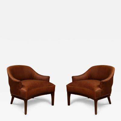 Pair of Cognac Leather Lounge Chairs