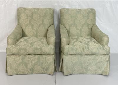 Pair of Colefax Swivel Lounge Chairs Ottoman Made in the USA by Pearson