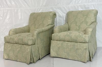 Pair of Colefax Swivel Lounge Chairs Ottoman Made in the USA by Pearson