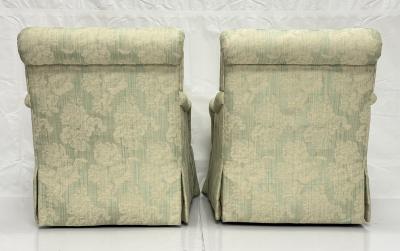 Pair of Colefax Swivel Lounge Chairs Ottoman Made in the USA by Pearson