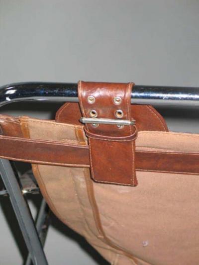 Pair of Collapsible French Mid Century Modern Leather Lounge Chairs by Lama