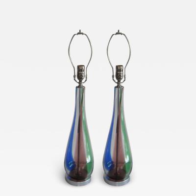 Pair of Colorful Murano Glass Lamps