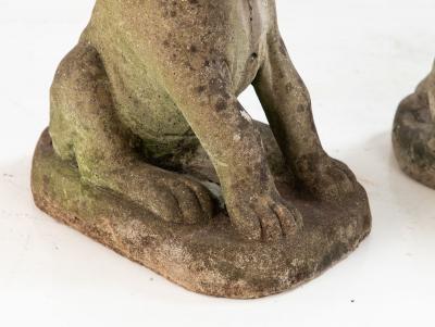 Pair of Composite Stone Boxer Dog Garden Statues England 1960s