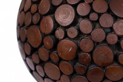 Pair of Contemporary American Carved Wood Sphere Sculptures