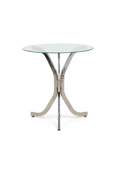 Pair of Contemporary American Chrome Plated Metal Tripod Form End Tables