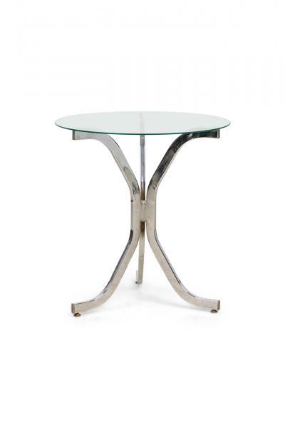 Pair of Contemporary American Chrome Plated Metal Tripod Form End Tables