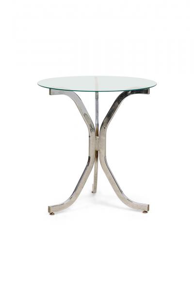 Pair of Contemporary American Chrome Plated Metal Tripod Form End Tables