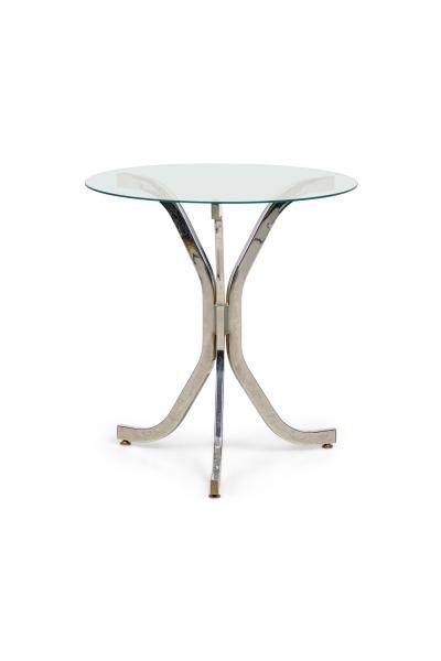 Pair of Contemporary American Chrome Plated Metal Tripod Form End Tables