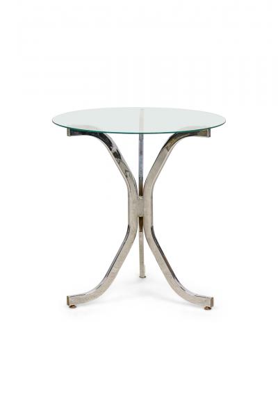 Pair of Contemporary American Chrome Plated Metal Tripod Form End Tables
