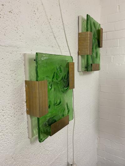Pair of Contemporary Belgian Green Wall Sconces by Jacques Nonnon