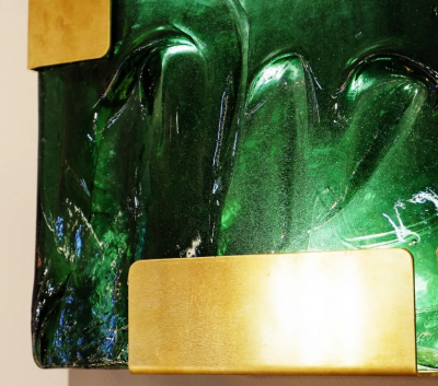 Pair of Contemporary Belgian Green Wall Sconces by Jacques Nonnon