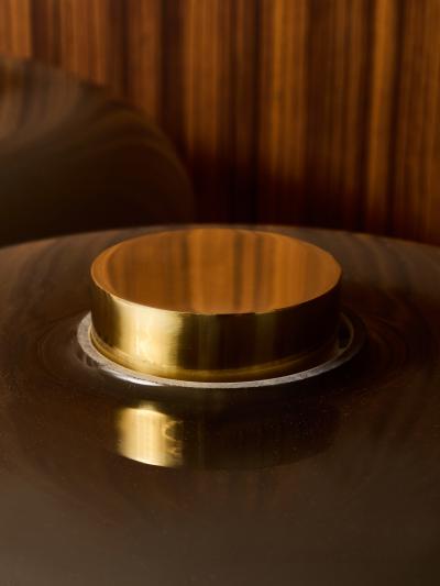 Pair of Contemporary Brass and Smoked Glass Table Lamps