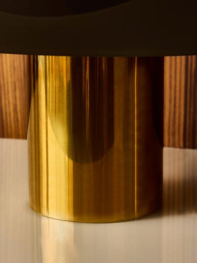Pair of Contemporary Brass and Smoked Glass Table Lamps