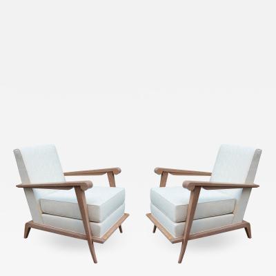 Pair of Contemporary Cerused Oak Armchairs
