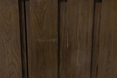 Pair of Contemporary Dark Wood Veneer Three Compartment Sideboards