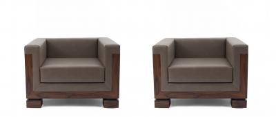 Pair of Contemporary Extra Large Custom Cube Shaped Armchairs