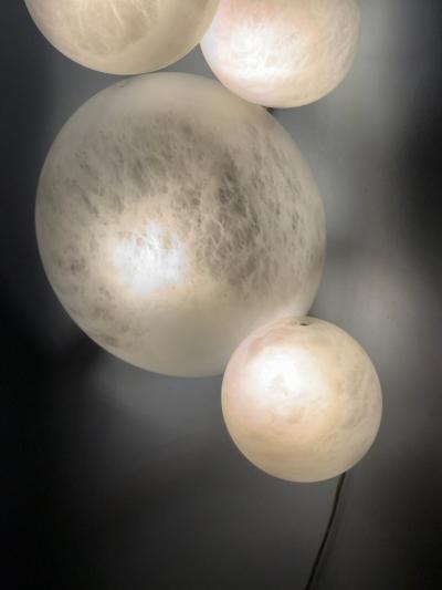 Pair of Contemporary Italian Alabaster Marble Globe Wall Lights or Sconces
