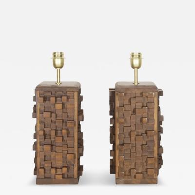 Pair of Contemporary Italian Brutalist style table lamps