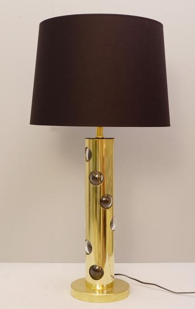 Pair of Contemporary Italian Lamps in Brass and Glass