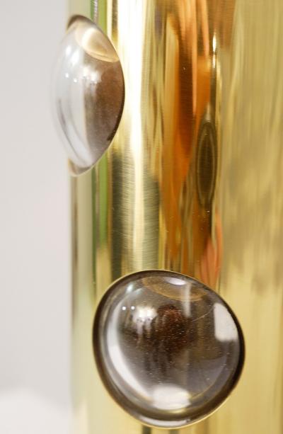 Pair of Contemporary Italian Lamps in Brass and Glass