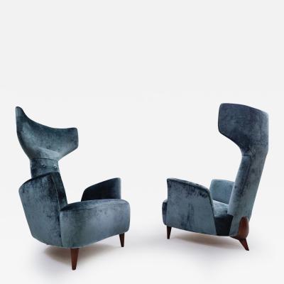 Pair of Contemporary Italian Velvet Armchairs by Renzo Zavanella