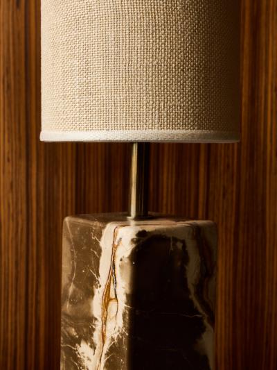 Pair of Contemporary Marble Table Lamps with Sculptural Rectangular Bases