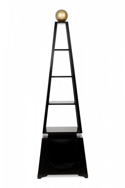 Pair of Contemporary Obelisk Form Four Shelf Ebonized Etageres Display Shelves
