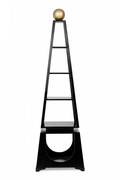 Pair of Contemporary Obelisk Form Four Shelf Ebonized Etageres Display Shelves