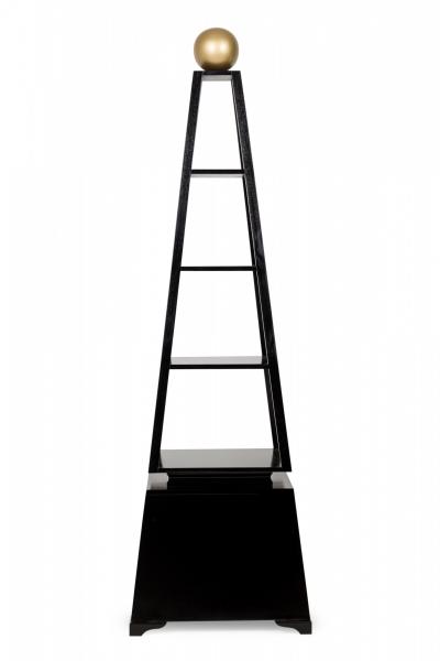 Pair of Contemporary Obelisk Form Four Shelf Ebonized Etageres Display Shelves