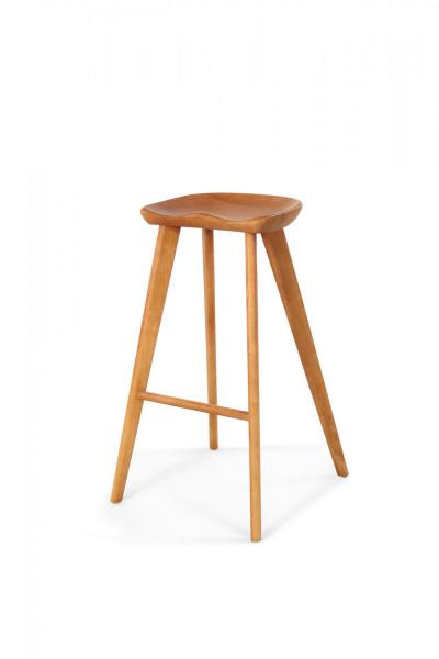 Pair of Contemporary Pine Wood Tractor Seat Style Bar Stools