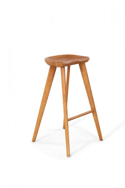 Pair of Contemporary Pine Wood Tractor Seat Style Bar Stools