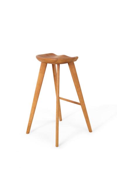 Pair of Contemporary Pine Wood Tractor Seat Style Bar Stools