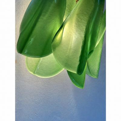 Pair of Contemporary Sanded Green Light and Dark Rondini Murano Wall Sconces