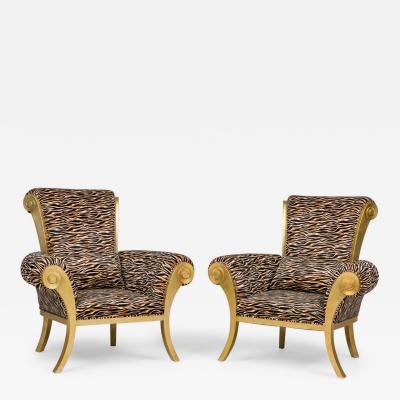Pair of Contemporary Style Zebra Print Arm Chairs