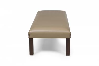 Pair of Contemporary Taupe Leather Upholstered Benches