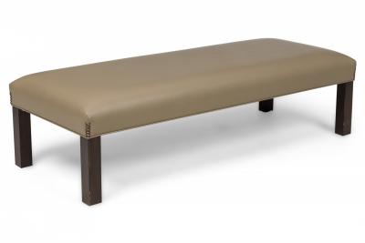 Pair of Contemporary Taupe Leather Upholstered Benches
