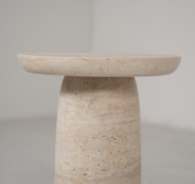 Pair of Contemporary Travertine Side Tables Italy