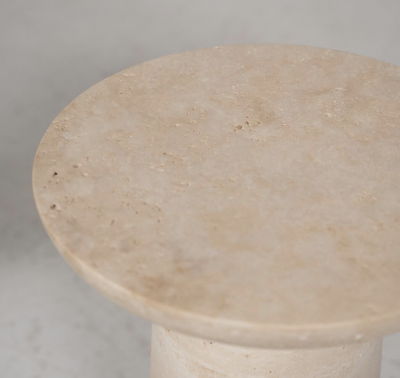 Pair of Contemporary Travertine Side Tables Italy