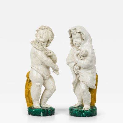 Pair of Continental 19th Century Majolica Figures