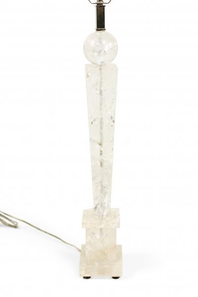 Pair of Continental Baltic Rock Crystal Obelisk Table Lamps