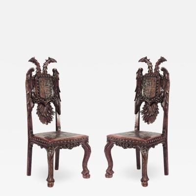 Pair of Continental Baroque Pine Side Chairs