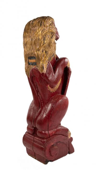 Pair of Continental Dutch Red Painted Pine Lions