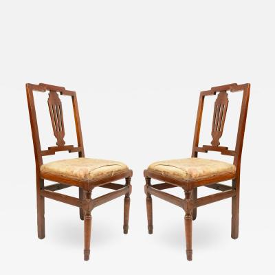 Pair of Continental Neoclassic Mahogany Side Chairs