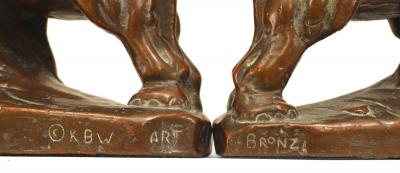 Pair of Continental Patinated Copper Elephant Bookends