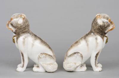 Pair of Continental Porcelain Pug Dogs