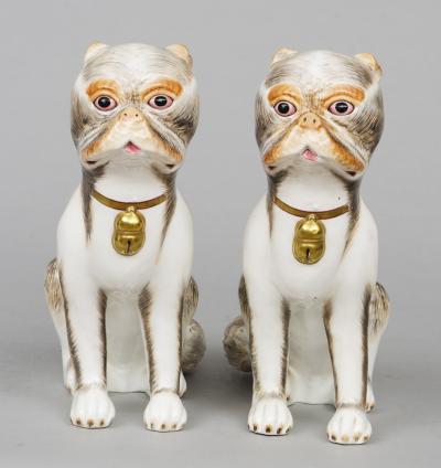 Pair of Continental Porcelain Pug Dogs