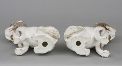 Pair of Continental Porcelain Pug Dogs